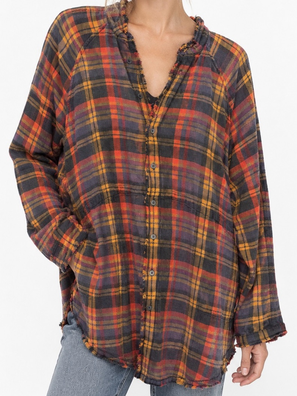 Free People We The Free Summer Daydream Plaid Tunic Large NWT Grunge Boho Chic